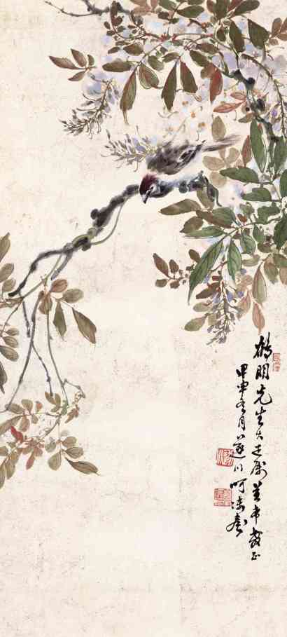 冯遂川 甲申（1944）年作 花鸟 立轴